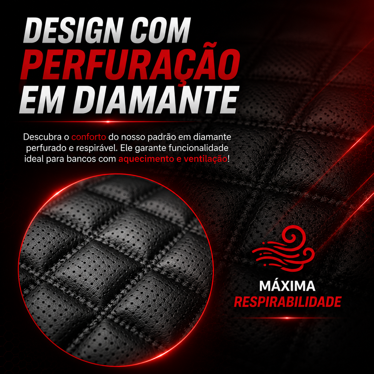 Design em diamante das capas de banco